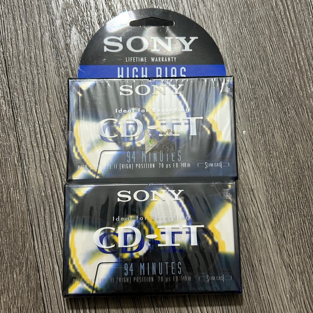 Sony Cassette Tapes 94 Minutes Blue CD-IT High Bias Type II Slim Case 2-Pack New